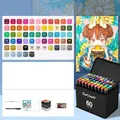 60-color alcohol markers set with dual tips, storage bag, and plastic base stand - 60 Colors for Animation (With 6 Gifts)
