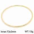 Minimalist 18k gold plated 3mm titanium steel bangle showing size 73x3mm and 13g weight - Gold Single Piece (KB183006-LO)