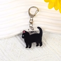 Porte-clés chat noir mignon en acrylique avec oreilles roses et détails yeux bleus - Style 1 Petit chat noir [B256]