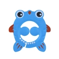 Blue adjustable baby shower cap with cartoon frog design and ear protection - Goldfish Blue