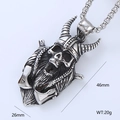 Silver vintage Viking skull warrior pendant with axes and stainless steel chain - Viking Battle Axe Skull Style (Style 8)