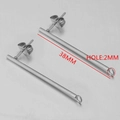 38mm silver stainless steel bar earring posts with 2mm loop for DIY jewelry making - Style 1 / Steel
