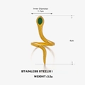 Anello a serpente dorato in acciaio inossidabile con occhi di gemma verde e squame - Testa di Serpente Verde (ZN1542)