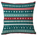 Weihnachtskissenbezug mit nordischem Schneeflockenmuster in Rot und Petrolfarben - Nordischer Streifen Schneeflocke (CDR354-1) / 45x45cm Einseitig Ohne Füllung