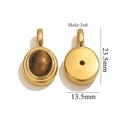 Detailed view of oval tiger eye stone pendant with gold stainless steel back and dimensions - Gold Oval Pendant - Tiger Eye Stone