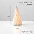 White ceramic Christmas tree night light with LED glow, 12.2cm height tabletop decor - Medium Puff Tree