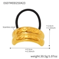 Detailed specs of stainless steel hair tie with hammered gold metal buckle and elastic band - Shiny Hammered Style (E607) / Gold