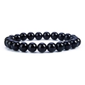 Polished 8mm black onyx beaded stretch bracelet with high-gloss finish for men and women - Black Agate