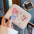 Cute cream PU leather card holder with cartoon design and accordion card slots - Daily Fortune (9 Slots + 2 Coin Slots)