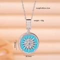 Silberner achteckiger Sternanhänger mit himmelblauer Emaille und 45 cm langer Kette - Silber