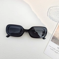 Retro black chunky rectangle sunglasses with dark lenses in a minimalist fashion style - Black and Gray