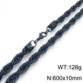 Black plated 10mm stainless steel rope chain necklace with a sturdy lobster clasp - Black Color Necklace (KN295247-Z)
