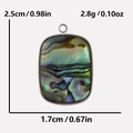 Macro view of abalone shell pendant with 304 stainless steel frame and dimensions - Square / Steel