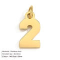14K gold 316L stainless steel number 2 pendant charm for DIY jewelry making 8x14mm - Number 2 / Silver