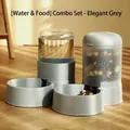 Automatic pet feeder and waterer set in elegant grey for cats and dogs large capacity - Waterer + Feeder Combo / Elegant Grey