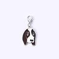 Pendentif chien Basset en émail avec fermoir homard argenté pour sacs et clés - 41 Basset Hound