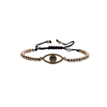 Three-tone evil eye beaded bracelet with adjustable cord and sparkling cubic zirconia - Mixed Color Bead Chain