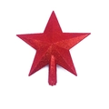 Detailansicht der roten Glitzer-Christbaumspitze mit sicherer Halterung am Sockel - 12cm / Rot