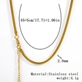 Golden 2.8mm stainless steel snake chain necklace with 18K gold plating and 45cm length - 2.8mm Dense Snake Chain - Gold
