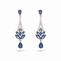 Elegant gold drop earrings featuring blue pear-cut gemstones and sparkling white zircons - No.2 (Blue Pear/Rose Gold)
