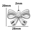 Silver bow pendant with centered pearl 28mm width and 20mm height jewelry DIY - Style 16 (With Pearl) / Steel