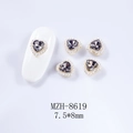 Détail de bijoux d'ongles cœur 7,5x8 mm avec pierre grise et bordure en perles - 1 Pièce / Gris Transparent (8619)