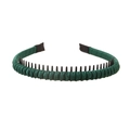 Elegant dark green satin headband with inner black plastic teeth for secure hair grip - 125 Dark Green