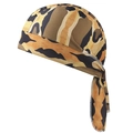 Detailed view of camouflage durag featuring silky brown fabric and reinforced stitching - Brown Animal Texture Style(12#)