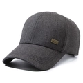 Dark charcoal grey baseball cap featuring textured wool-like fabric and gold metal side plate - Kami Gray Style