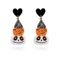 Halloween acryl oorknopjes met pompoen spook motief en spinnenweb hart ontwerp - Spinnenweb Pompoen Stijl (CE00321)