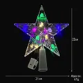 Light-up transparent star tree topper with colorful LED lights, 22cm height decoration - Button Cell / 22cm Striped Multicolor Light