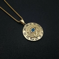 Gold Eye of Horus pendant necklace in stainless steel with Egyptian symbols on black - Antique Gold Pendant + 61cm Chain Set