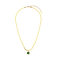 Collana a catena serpente dorata con pendente in zircone verde tondo e halo di pietre - Verde
