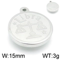 Silver stainless steel Libra zodiac pendant with double-sided engraving and 15mm width - Libra / Steel
