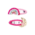 Set of two pink kids hair clips featuring glitter rainbow moon and star designs - Moon (MC006) / One Pair