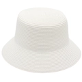 Classic white woven straw bucket hat with a minimalist round dome for sun protection - White