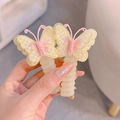 Elegant butterfly telephone wire hair tie with embroidered detail in cream color - Yellow Butterfly 2pcs