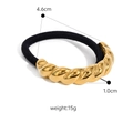 Black elastic hair tie with twisted 18k gold plated stainless steel metal detail - Gold Twist