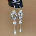 Elegant gold drop earrings with pearl fringes and crystal tassels in vintage style - Gold Black