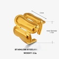 Three-layered golden oval stainless steel ring with 2.4cm width and 1.7cm inner diameter - Adjustable Open / Gold Oval Style