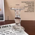 Large Roman pillar glass candle holder with elegant gold rim for tabletop decor - Gold Rim Transparent Large
