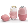 Pink silicone ice face roller with built-in massage brush for skin cooling therapy - Roller Brush Style-Pink