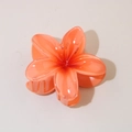 Floral plumeria hair claw clip in coral orange resin with a deep red gradient center - Orange Red / Bulk Packaging