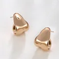 Elegant gold-tone stud earrings with a polished fluid organic shape design for women - Minimalist Fluid Organic / Gold