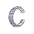 Detailed side view of C-shaped ear cuff with three rows of purple micro-pave zircons - Silver Purple Zirconia 1PC