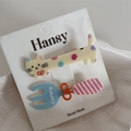 Détail du set de barrettes chat mignon et couverts avec cuillère rose et motif de chat - Fourchette + Chat à Pois