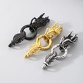 Detail of dragon head clasps for necklaces in black, gold, and silver stainless steel - Dragon Head + Tail / Gold