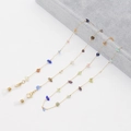 Golden eyewear chain with colorful natural semi-precious stones and lobster clasps - Multicolor A (05)