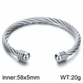 Silbernes Edelstahl-Kabelarmband mit gedrehter Optik und Kugelenden für Damen und Herren - 5mm Silber