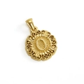 Polished golden hollow circular pendant featuring an engraved letter O design - Letter O Style (O-Single Pendant)